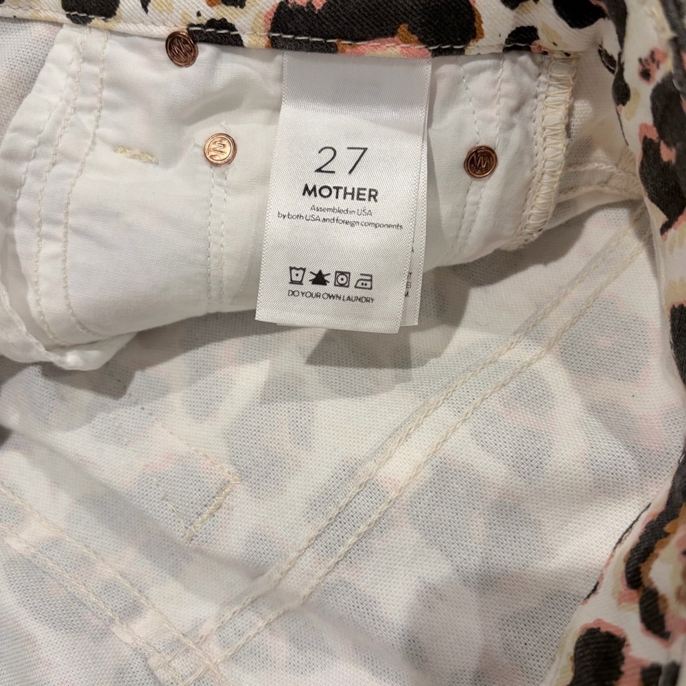 MOTHER Looker Ankle Fray Leopard Jeans High-Waisted Designer Anthro Like New 27 - Picture 12 of 13